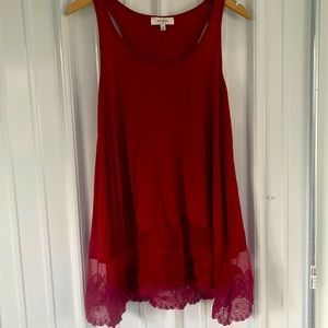 Umgee Red Burgundy Racerback Tank Top Ribbed New tunic top shirt